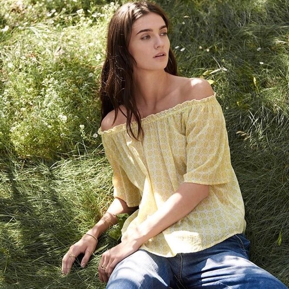 🌻🆕 Velvet ✦Bertie Off Shoulder Print Top✦Yellow - Picture 8 of 8